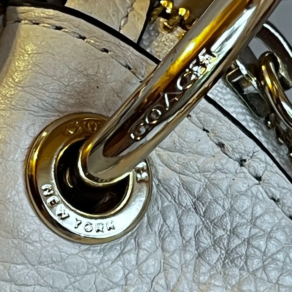 Coach Cream and Black Hobo Shoulder Bag with Snake Print